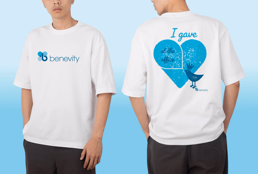 Benevity "I Gave at the Office" branded t-shirt