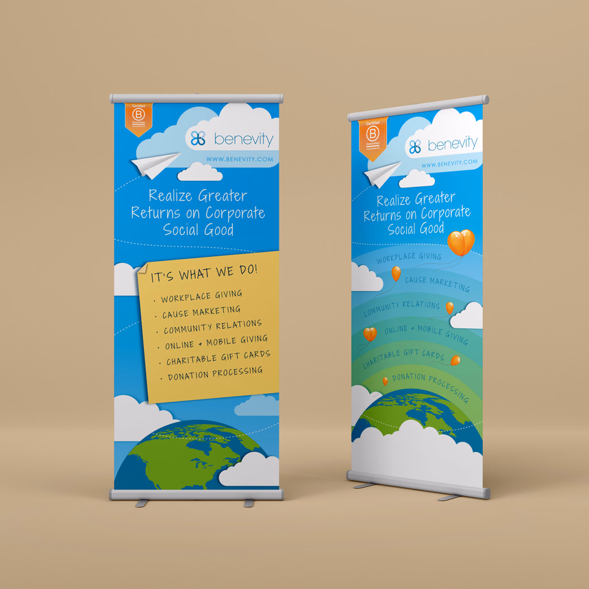 Benevity tradeshow standing banners