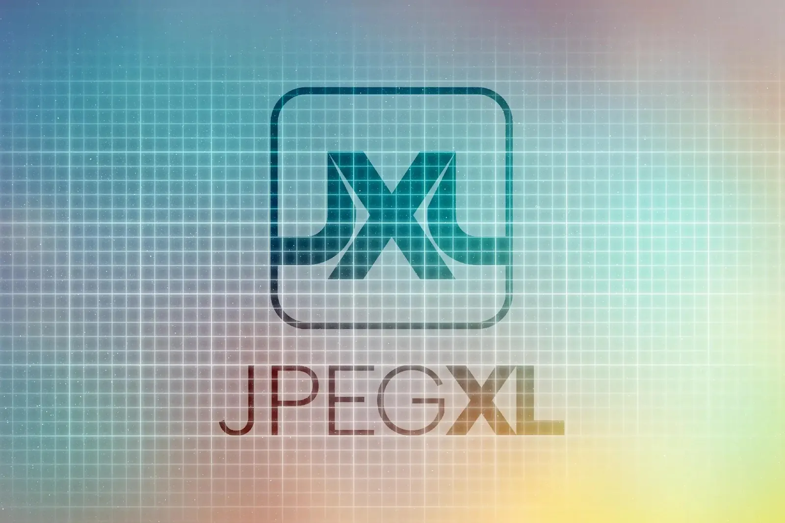 Monochromatic, faded version of the JPEG XL logo in the design process