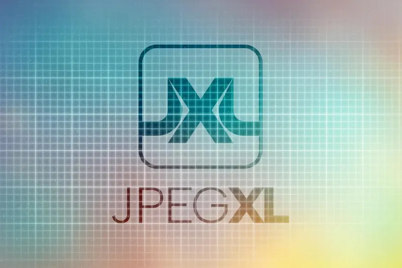 Monochromatic, faded version of the JPEG XL logo in the design process