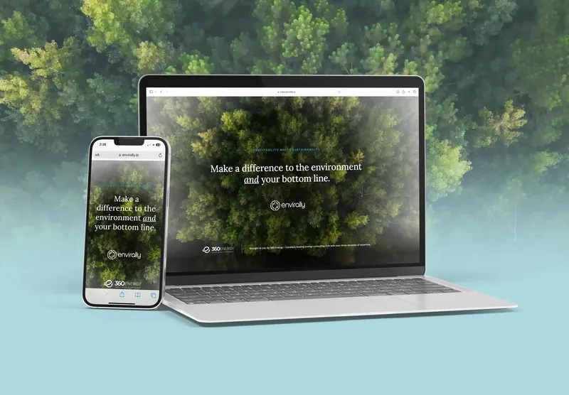 Image of the Envirally website on a computer & iPhone screen.